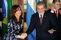 Lula y Kirchner en una imagen de la última reunión que ambos sostuvieron en Brasilia