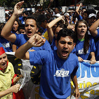 Protestas estudiantiles en Caracas, hace una semana