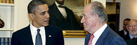 El presidente de EE.UU, Barack Obama y S.M. el Rey Don Juan Carlos durante su entrevista en la Casa Blanca
