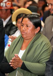 La ministra de Desarrollo Rural y Tierras de  Bolivia, Nemesia Achacollo.