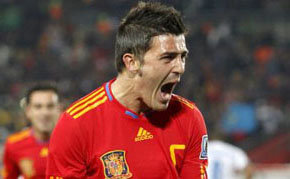 David Villa, autor de los dos goles que dieron el triunfo a España