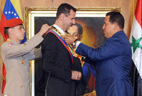 Los presidentes de Venezuela, Hugo Chávez (d), y de Siria, Bachar Al Asad